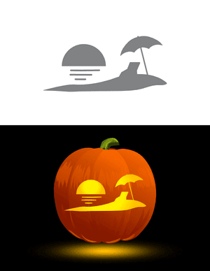 Sunset At the Beach Pumpkin Stencil