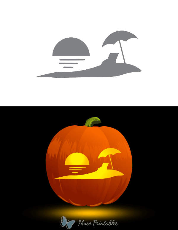 Sunset At the Beach Pumpkin Stencil