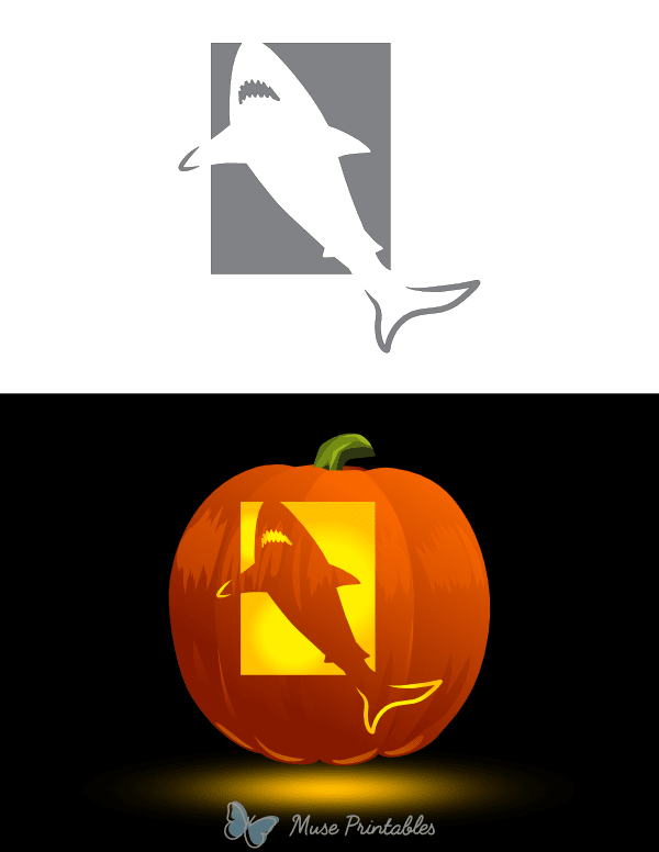 Surfacing Shark Pumpkin Stencil