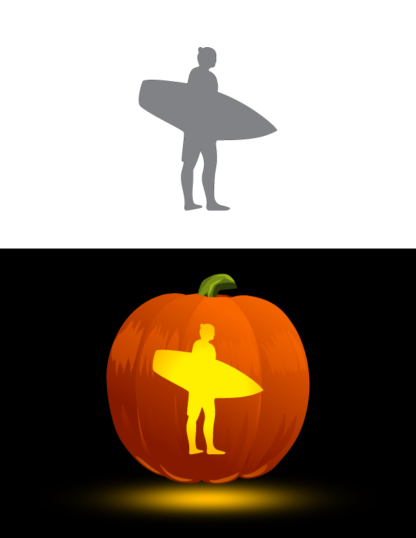 Surfer Pumpkin Stencil