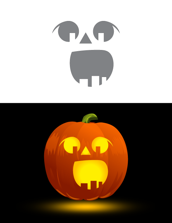 Printable Surprised Jack o lantern Face Pumpkin Stencil