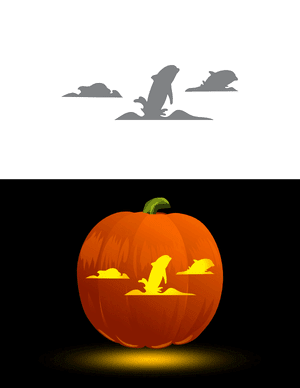 Swimming Dolphins Pumpkin Stencil