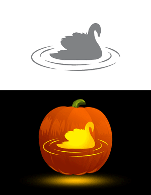 Swimming Swan Pumpkin Stencil