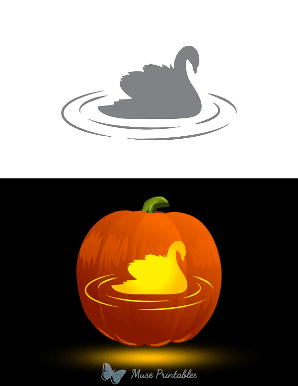 Swimming Swan Pumpkin Stencil