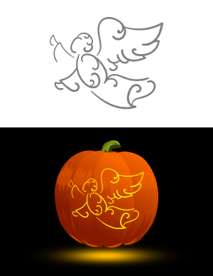 Swirly Angel Pumpkin Stencil