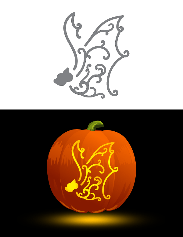 Swirly Bat Pumpkin Stencil