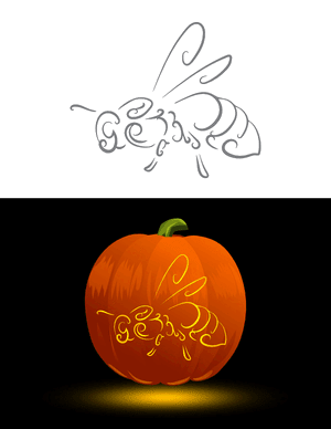 Swirly Bee Pumpkin Stencil