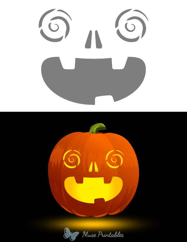 Swirly Eyes Face Pumpkin Stencil
