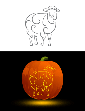 Swirly Sheep Pumpkin Stencil