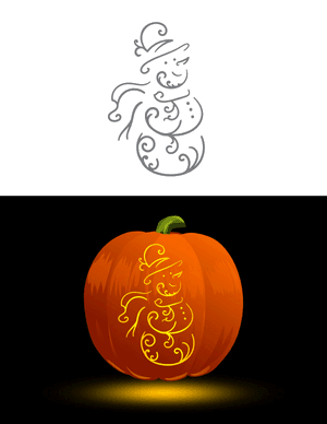 Swirly Snowman Pumpkin Stencil