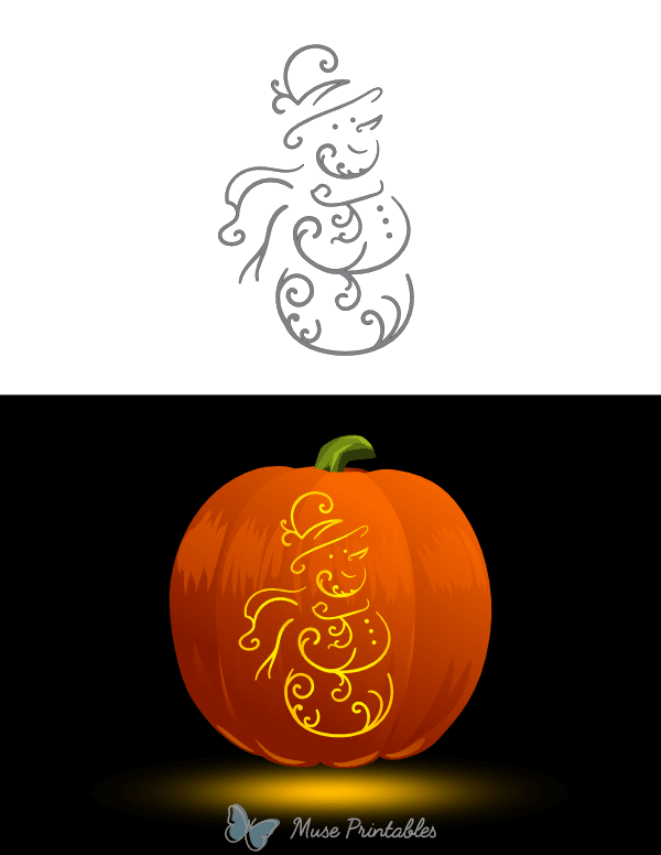 Swirly Snowman Pumpkin Stencil