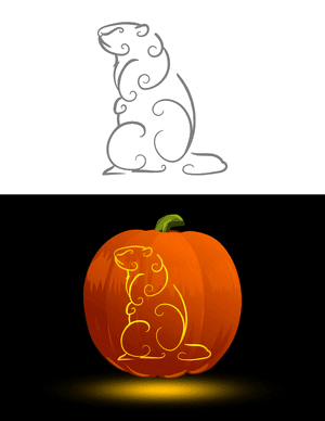 Swirly Standing Groundhog Pumpkin Stencil