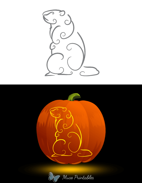 Swirly Standing Groundhog Pumpkin Stencil