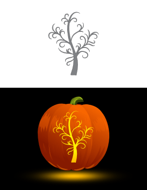 Swirly Tree Pumpkin Stencil