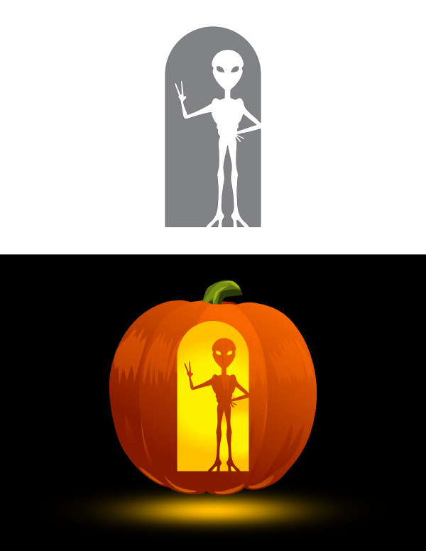 Printable Tall Martian Pumpkin Stencil