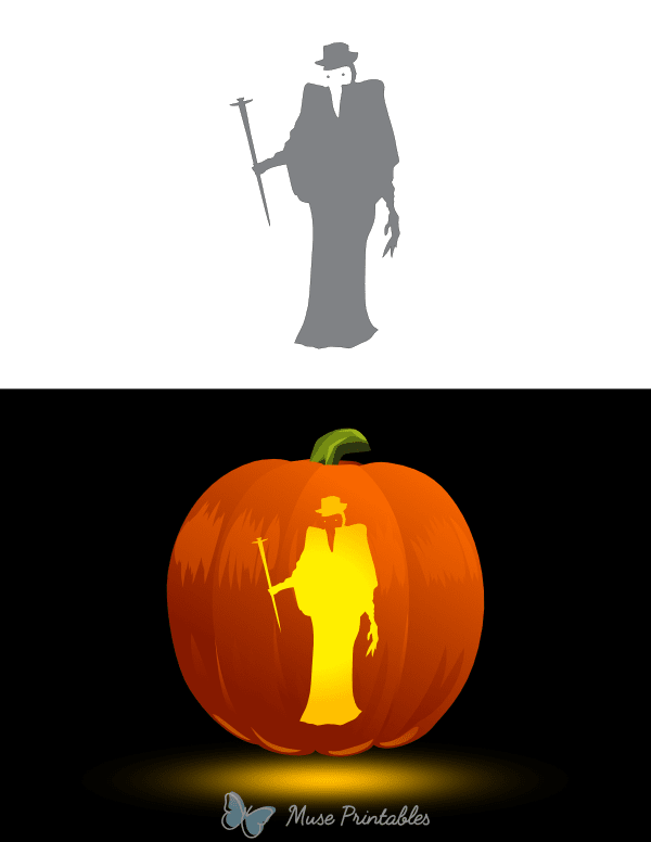 Tall Plague Doctor Pumpkin Stencil