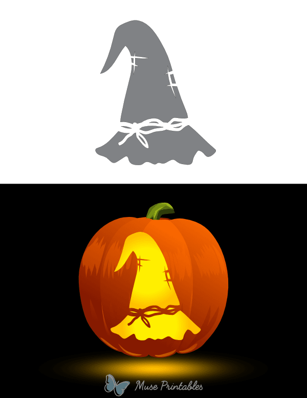 Tall Scarecrow Hat Pumpkin Stencil