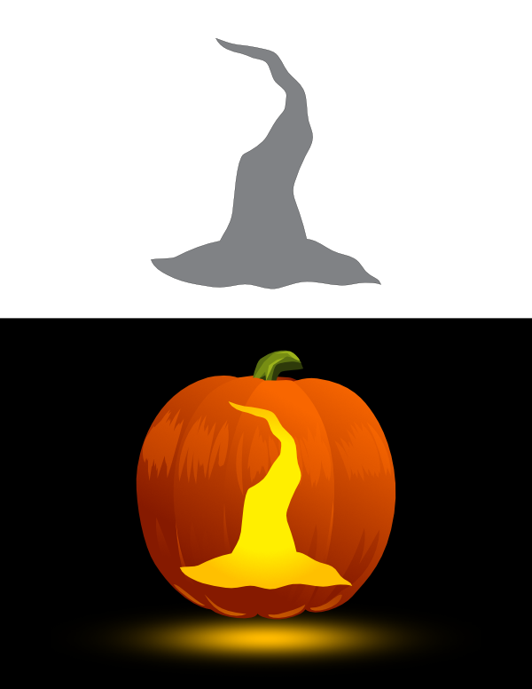 Printable Tall Witch Hat Pumpkin Stencil