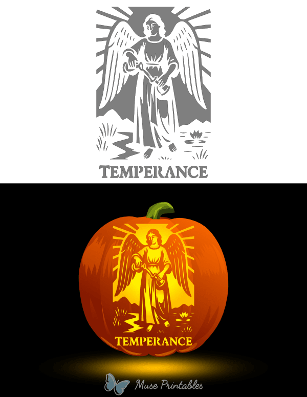 Temperance Tarot Card Pumpkin Stencil