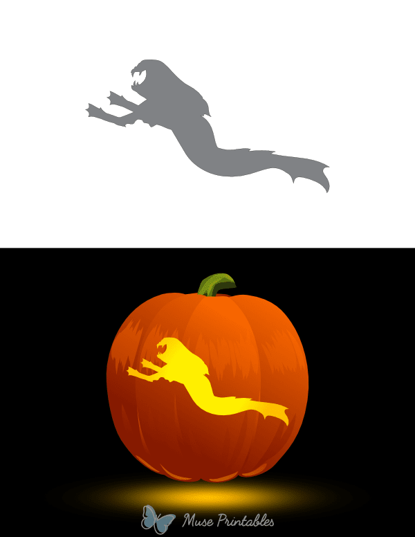 Terrifying Mermaid Pumpkin Stencil