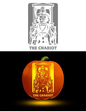 The Chariot Tarot Card Pumpkin Stencil