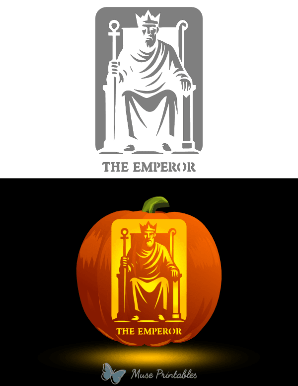The Emperor Tarot Card Pumpkin Stencil