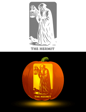 The Hermit Tarot Card Pumpkin Stencil