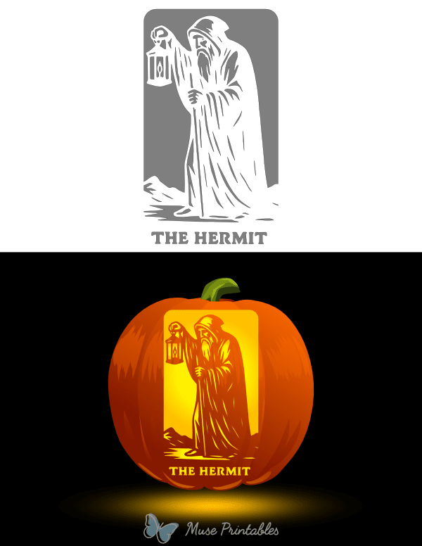 The Hermit Tarot Card Pumpkin Stencil