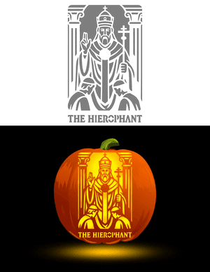The Hierophant Tarot Card Pumpkin Stencil