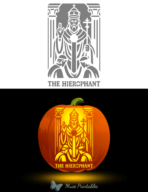 The Hierophant Tarot Card Pumpkin Stencil