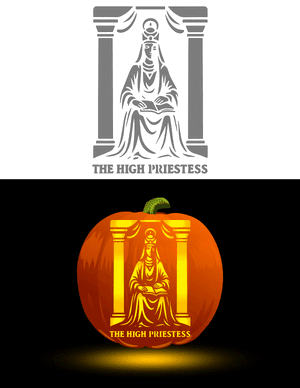 The High Priestess Tarot Card Pumpkin Stencil