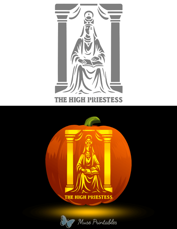 The High Priestess Tarot Card Pumpkin Stencil