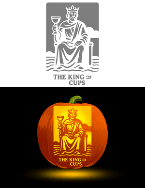 The King of Cups Tarot Card Pumpkin Stencil