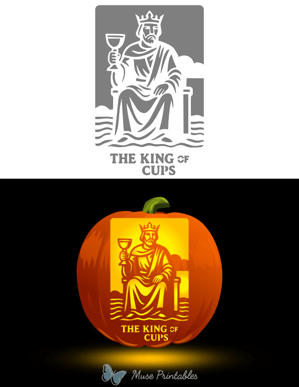 The King of Cups Tarot Card Pumpkin Stencil