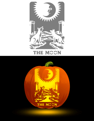 The Moon Tarot Card Pumpkin Stencil