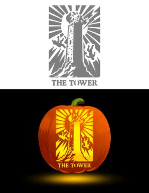 The Tower Tarot Card Pumpkin Stencil