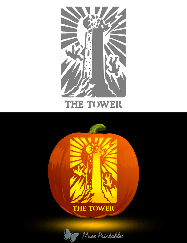 The Tower Tarot Card Pumpkin Stencil