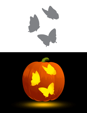 Three Butterflies in Flight Pumpkin Stencil