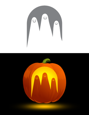 Three Creepy Ghosts Pumpkin Stencil