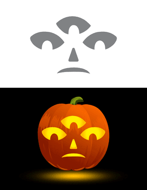 Three Eyed Alien Face Pumpkin Stencil