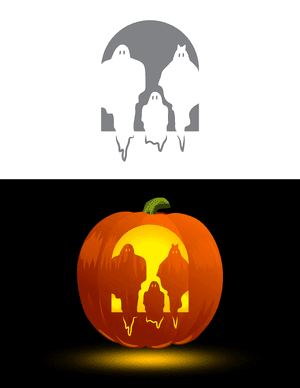 Three Ghost Family Pumpkin Stencil