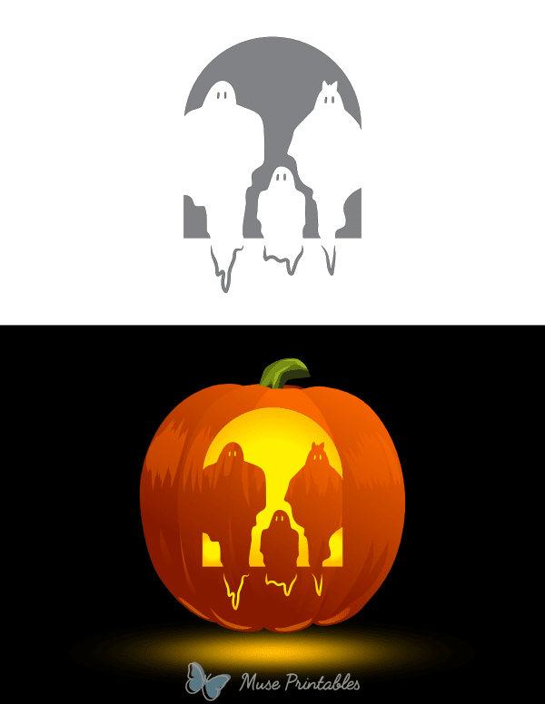 Three Ghost Family Pumpkin Stencil