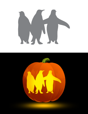 Three Penguins Pumpkin Stencil