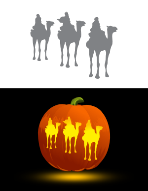 Three Wise Men on Camels Pumpkin Stencil