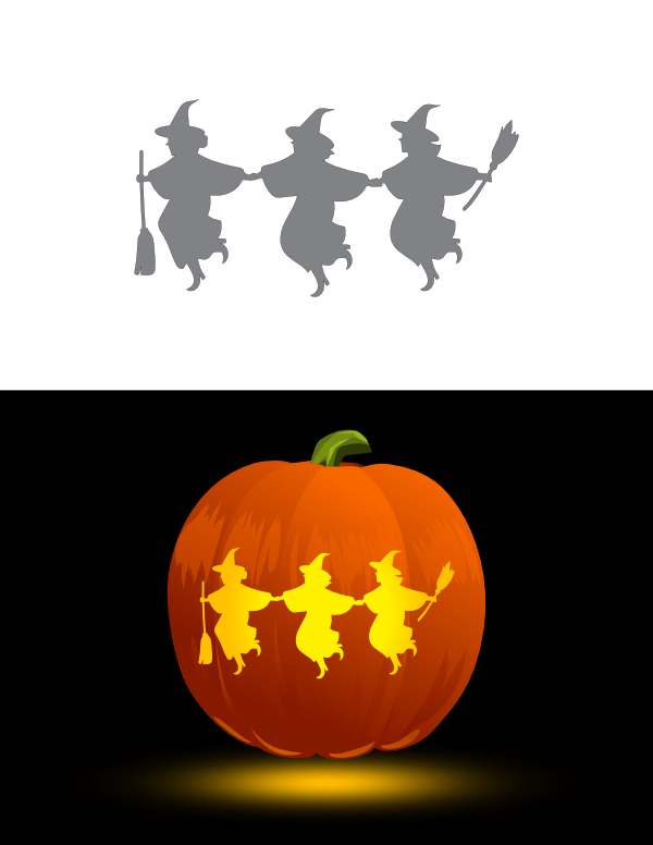 Printable Three Witches Pumpkin Stencil