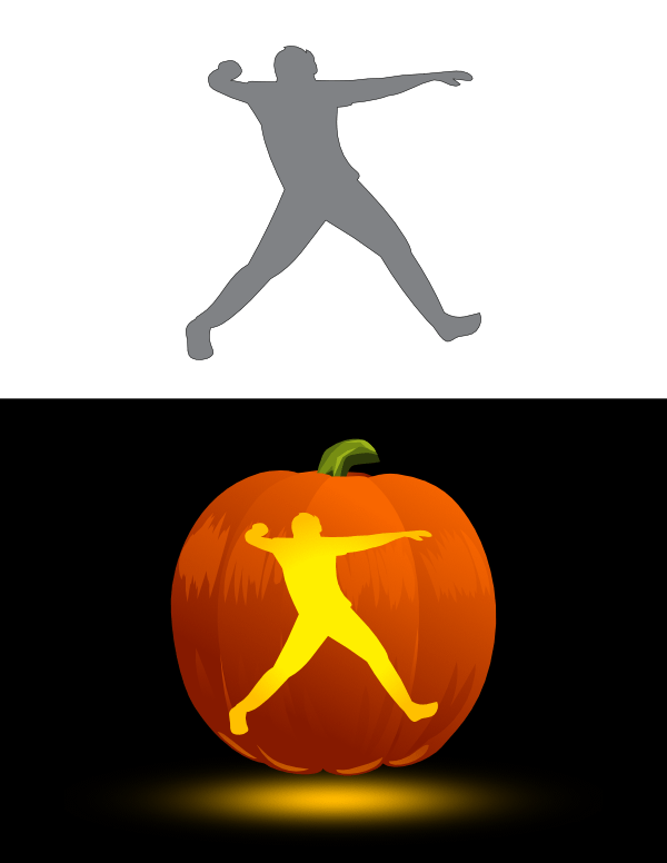 Throwing Cricket Player Pumpkin Stencil