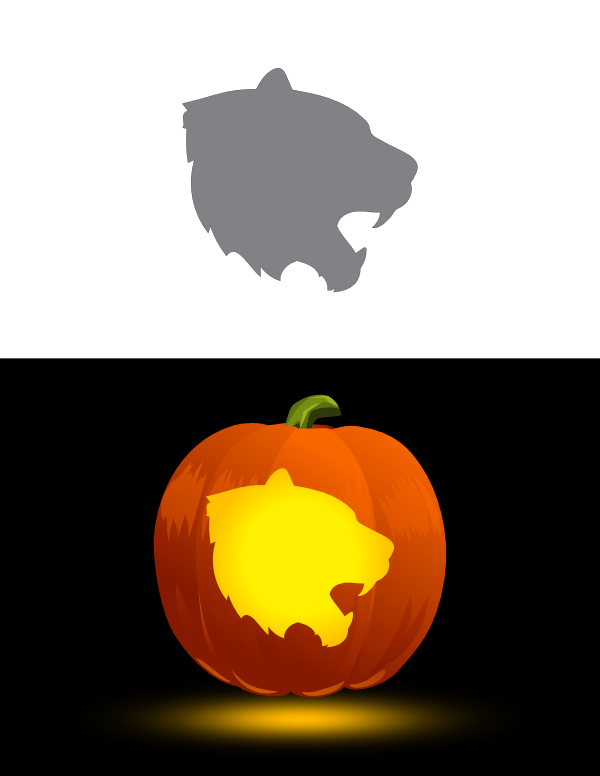 Printable Tiger Head Pumpkin Stencil