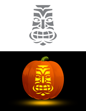 Tiki Mask Pumpkin Stencil