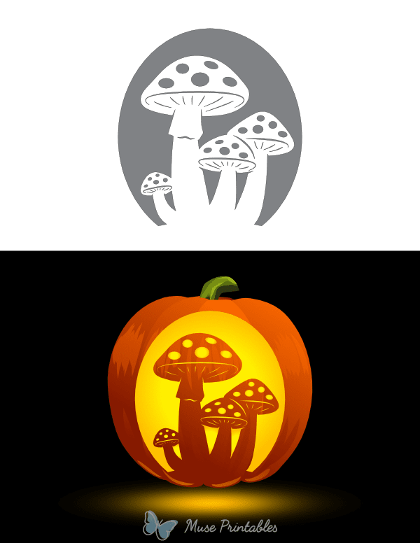 Toadstools Pumpkin Stencil