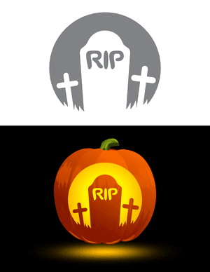Tombstone and Crosses Pumpkin Stencil
